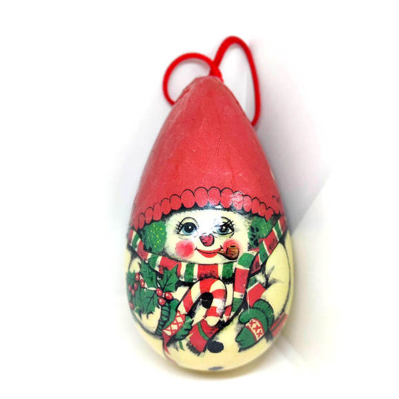 Unbranded Other - Vintage Snowman Paper Mache Ornament Egg Shaped Old World Decoupage